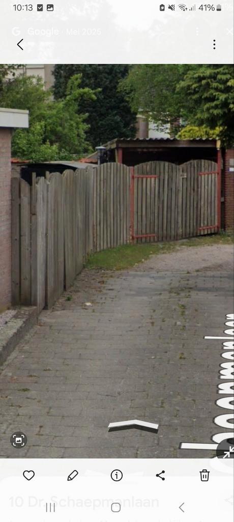 Schutting +- 15 meter met loopdeur en poort, Tuin en Terras, Schuttingen, Gebruikt, Hout, 1 tot 2 meter, 6 meter of meer, Ophalen