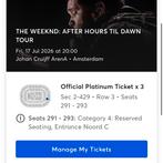 Theweeknd tickets 3x 17jul Johan Cruijff Arena Amsterdam, Tickets en Kaartjes, Drie personen of meer