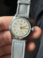 Antiek heren horloge met prijskaartje, Sieraden, Tassen en Uiterlijk, Horloges | Heren, Overige merken, Leer, Staal, Polshorloge