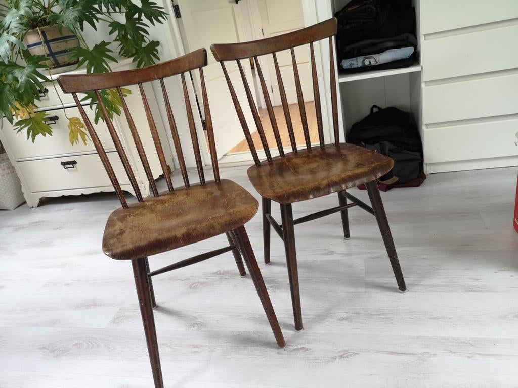 Twee vintage stoeltjes, jaren 60/70, Huis en Inrichting, Stoelen, Ophalen