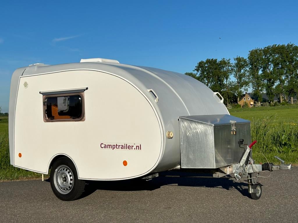 Nette Camptrailer mini / teardrop caravan incl tent., Caravans en Kamperen, Caravans, Overige merken, Vast bed, Openslaande ramen