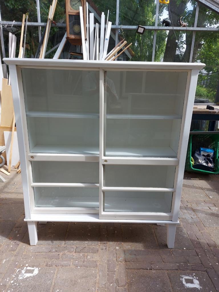Vitrinekast van hergebruikte materialen, wandkast., Huis en Inrichting, Kasten | Stellingkasten, Ophalen