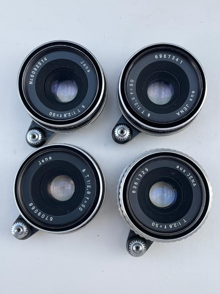 Vintage Carl Zeiss Jena Tessar lenzen (Exa) 35€ per stuk, Ophalen of Verzenden