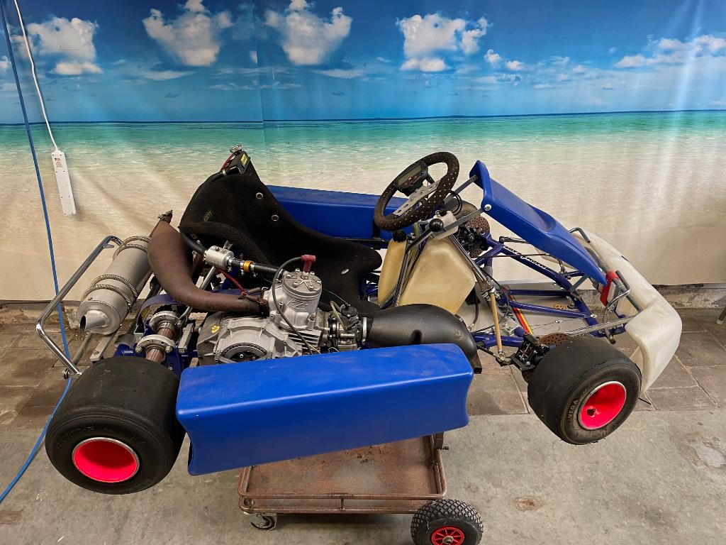 Kartcollectie, 3 karts 2-takt, aanhanger, toebehoren., Sport en Fitness, Karting, Ophalen, Gebruikt, Kart