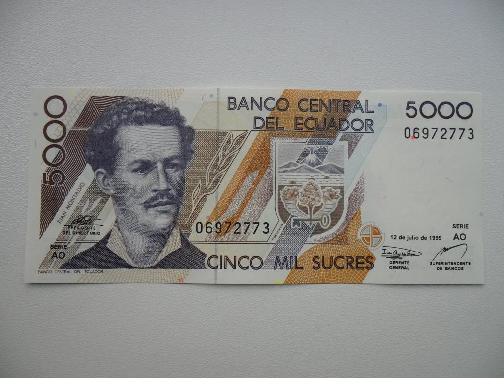 Ecuador #128c [1999} / 5000 sucres UNC, Postzegels en Munten, Bankbiljetten | Amerika, Verzenden, Zuid-Amerika, Los biljet