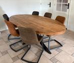 Eetkamertafel Leenbakker 120x240cm met 6 stoelen, Ophalen, 100 tot 150 cm, 200 cm of meer, Zo goed als nieuw