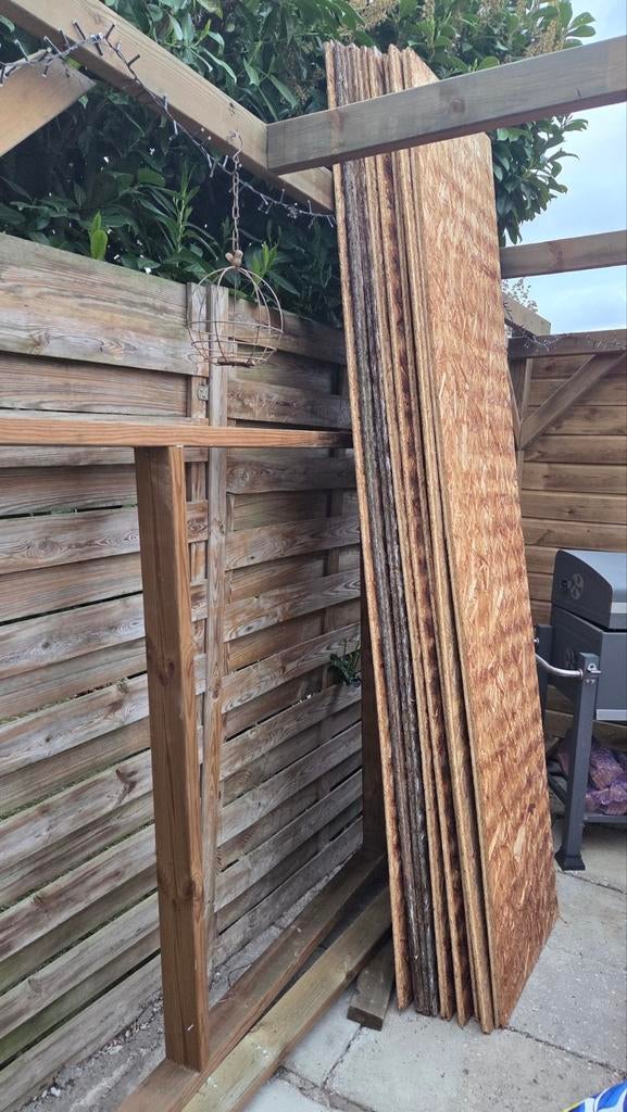 8 OSB platen - 2 donker, 6 licht, Doe-het-zelf en Verbouw, Platen en Panelen, Ophalen of Verzenden