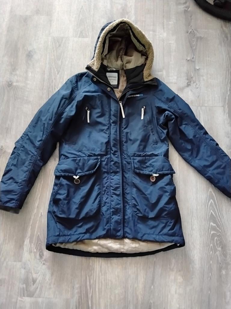 Hele mooie Didriksons winterjas maat L, Ophalen of Verzenden, Zo goed als nieuw, Maat 38/40 (M), Blauw