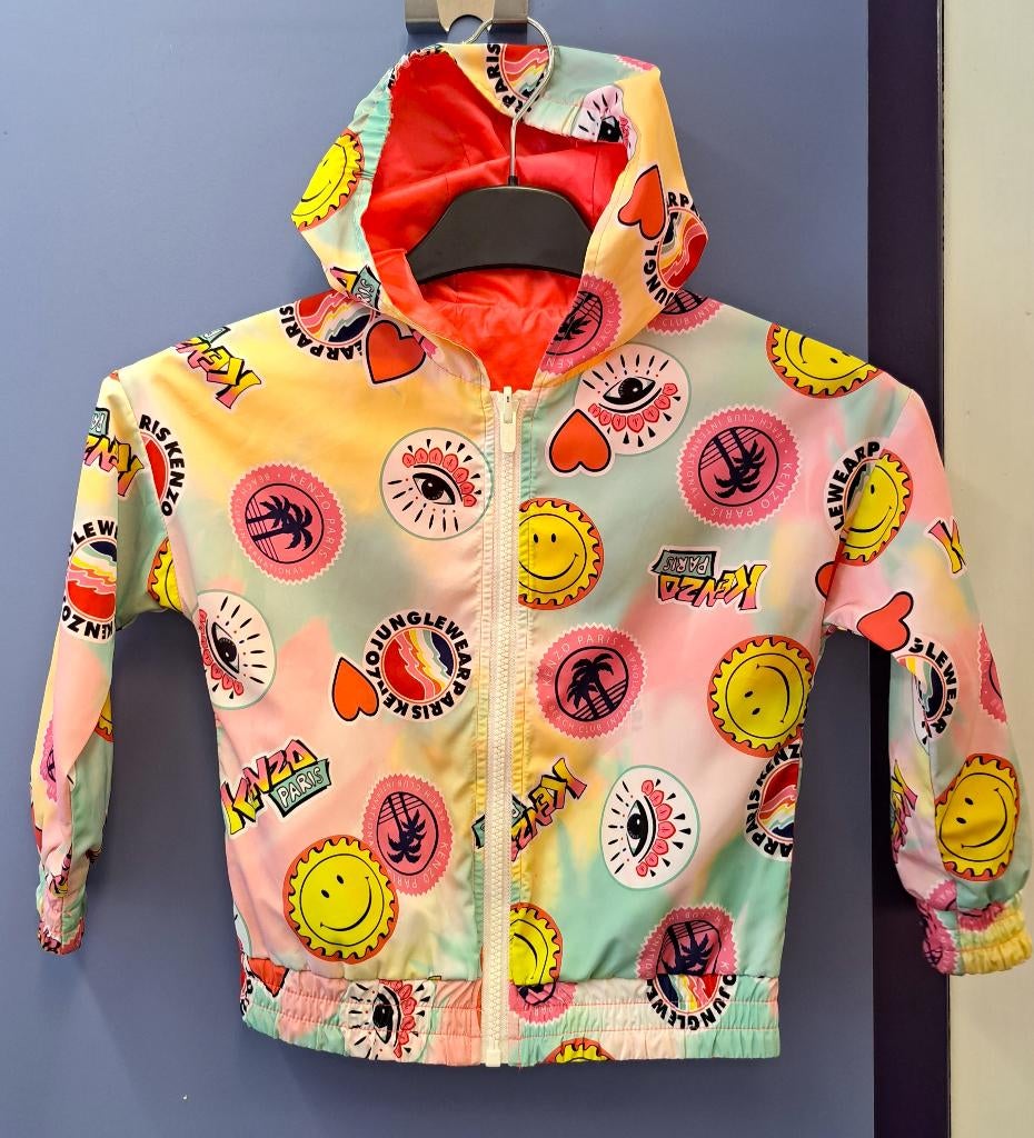 Kenzo Paris reversible jasje zon print + neon roze 110 43238