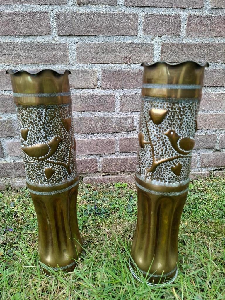 Koperen granaat hulzen/vazen, Ophalen of Verzenden