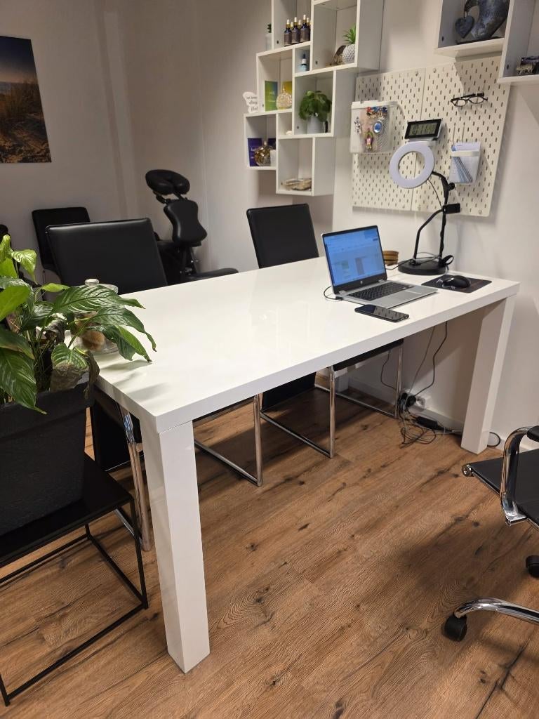 Witte hoogglans eettafel 160x90, Huis en Inrichting, Tafels | Eettafels, Ophalen, 50 tot 100 cm, Zo goed als nieuw, 150 tot 200 cm