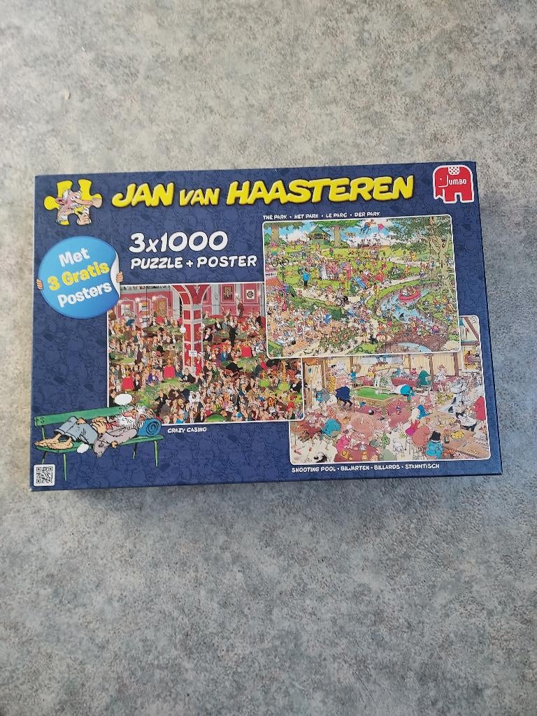 Te koop: Jan van Haasteren puzzels, 3 in 1 doos, Ophalen, 500 t/m 1500 stukjes, Gebruikt, Legpuzzel