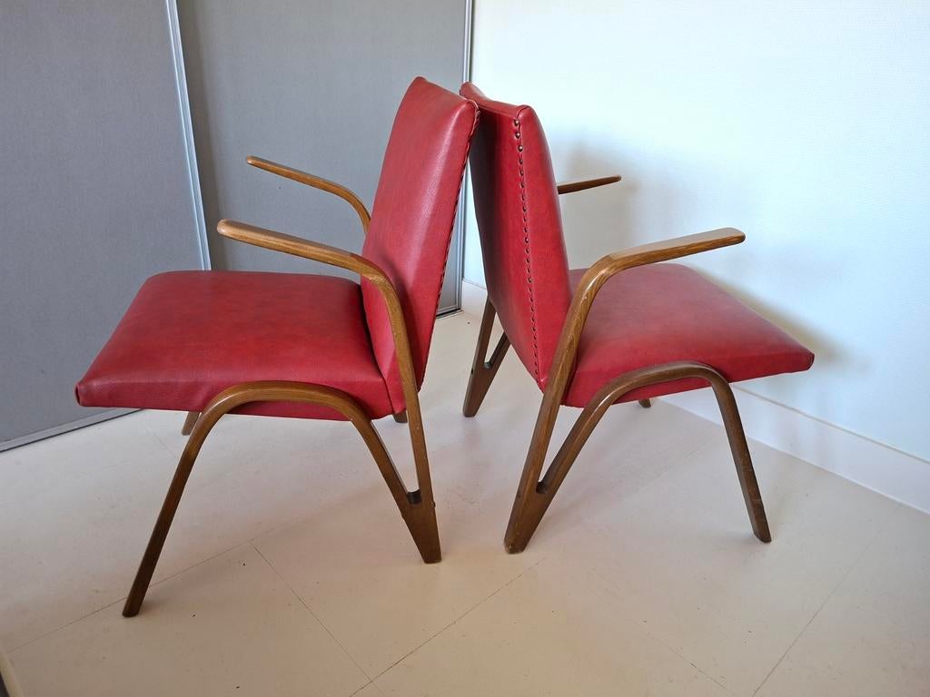 Set jaren 60 , vintage fauteuils, Gebruikt, Minder dan 75 cm, Vintage, 50 tot 75 cm