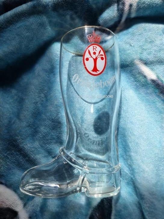 Vintage Oranjeboom bierglas laars, Ophalen of Verzenden, Nieuw, Glas of Glazen, Oranjeboom