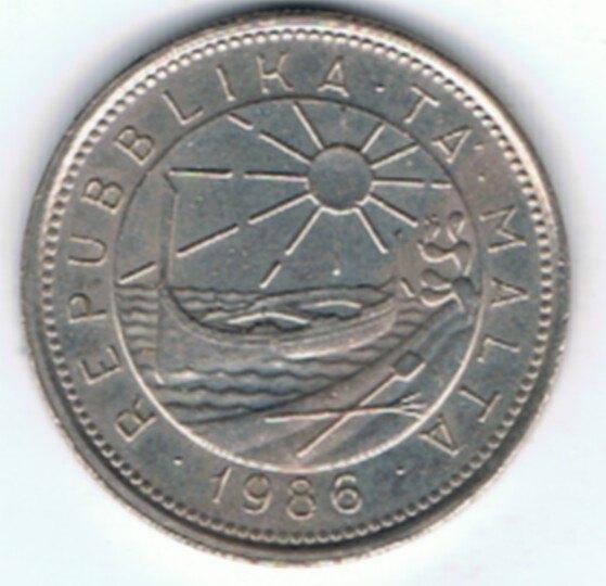 23-799 Malta 10 cent 1986, Postzegels en Munten, Munten | Europa | Niet-Euromunten, Losse munt, Overige landen, Ophalen of Verzenden