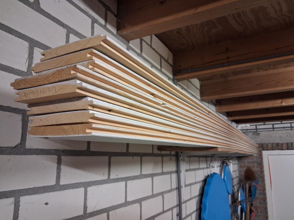 Rabatdelen met vellingkant en witte steigerbeits, Ophalen, Minder dan 25 mm, Minder dan 200 cm, Plank