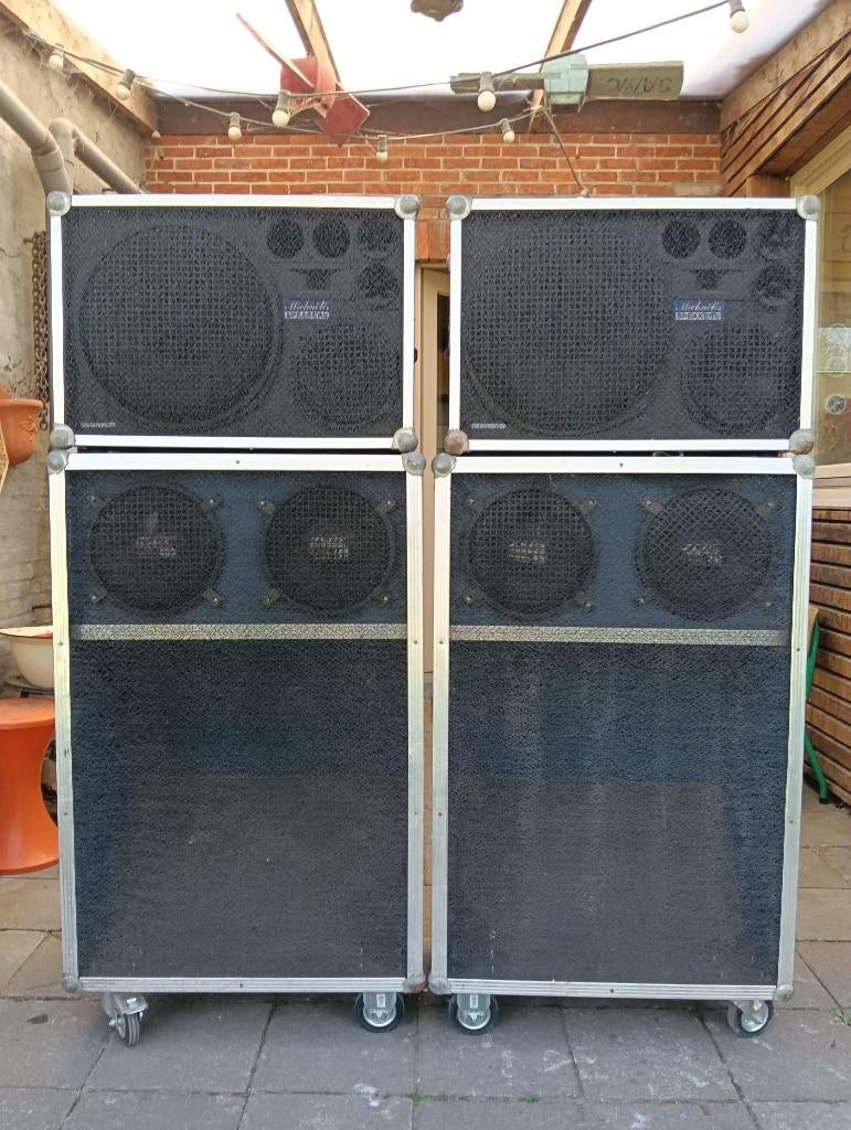 GERESERVEERD - stereo luidsprekersysteem topkast & baskast, Audio, Tv en Foto, Luidsprekers, Gebruikt, 120 watt of meer, Front, Rear of Stereo speakers