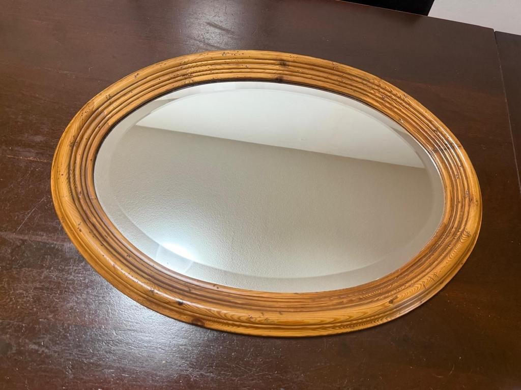 Ovale spiegel met houten frame 68x49 cm, Ophalen, Ovaal, Minder dan 50 cm, Minder dan 100 cm