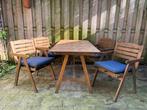 Gebruikte tuinset met 4 stoelen en kussens, Tuin en Terras, Tuinsets en Loungesets, Ophalen, 4 zitplaatsen, Gebruikt, Tuinset