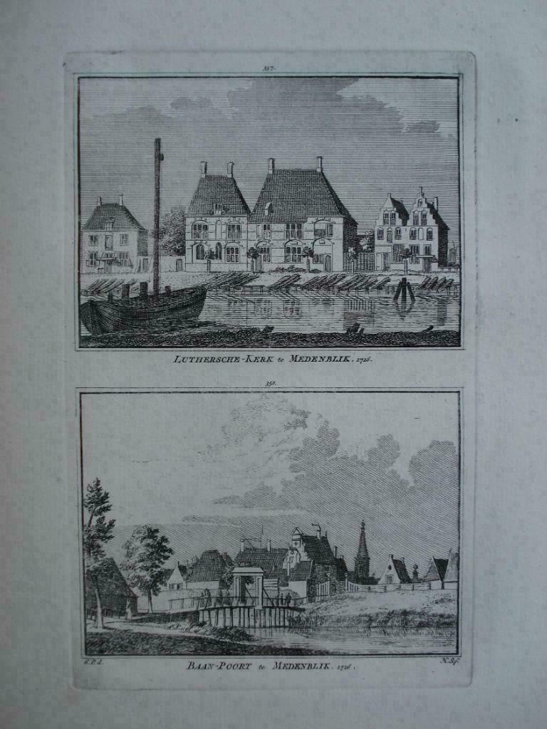 357-358 / Medemblik Lutherschepoort   Kopergravure 1752, Ophalen of Verzenden
