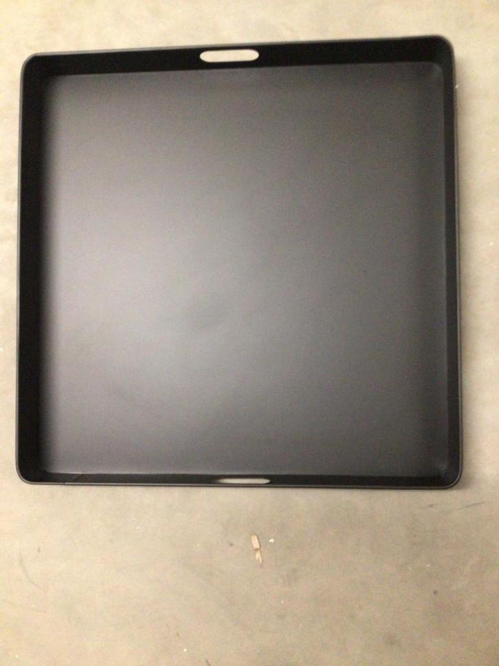 Zwart dienblad met handvatten, Huis en Inrichting, Woonaccessoires | Dienbladen, Zo goed als nieuw, Metaal, Rechthoekig, Ophalen