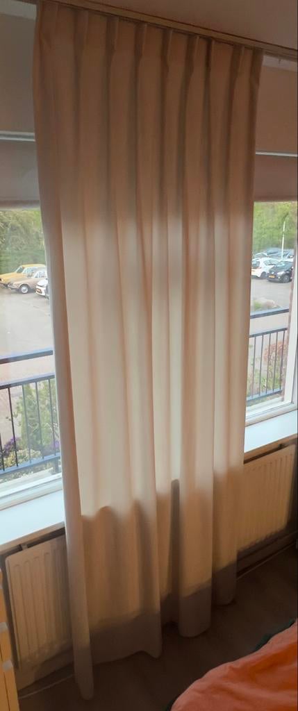 Velours gordijn ivoor 90x250 cm (Decorette), Gebruikt, 200 cm of meer, Crème, 50 tot 100 cm