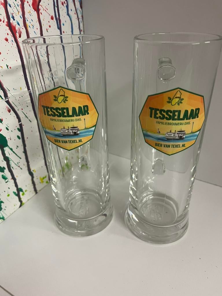 Tesselaar bierpullen set van 2 glazen, Ophalen of Verzenden, Nieuw, Glas of Glazen, Overige merken