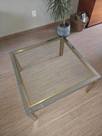 Salontafel, messing en metaal met glasplaat, Ophalen, 100 tot 150 cm, Vierkant, 50 tot 100 cm