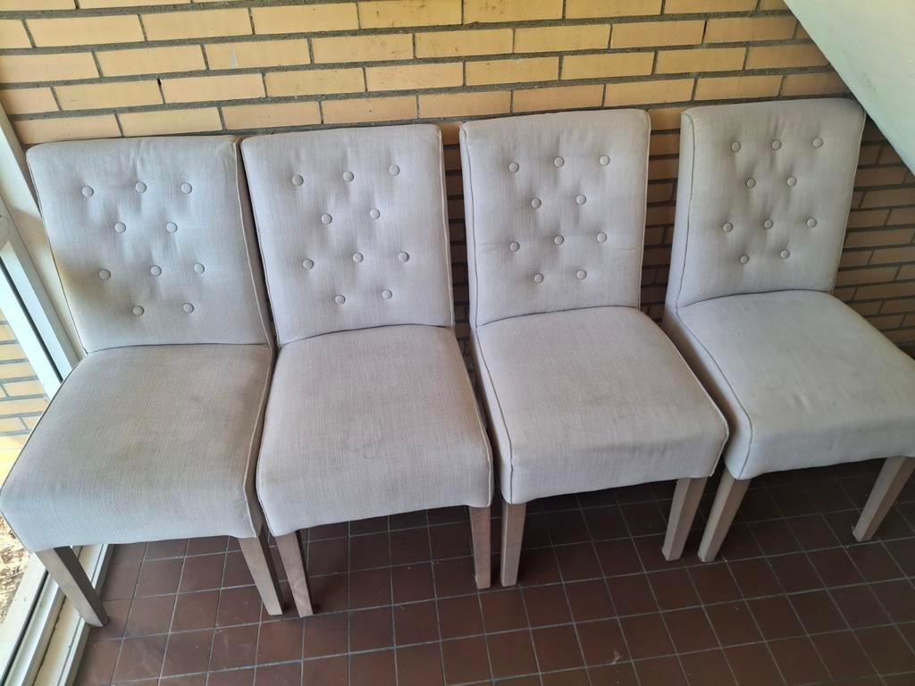 Eetkamerstoelen beige, Ophalen, Gebruikt, Overige kleuren, Stof