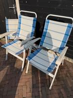 3 Dukdalf stoelen met 1 voetenbankje, Ophalen, Gebruikt, Textileen, Inklapbaar