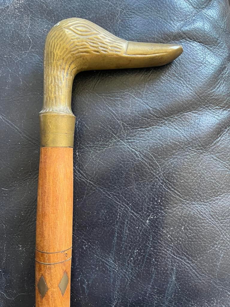 Houten wandelstok met eendenkop, Ophalen of Verzenden, Zo goed als nieuw