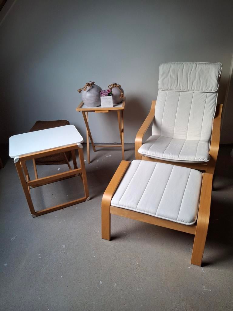 Ikea Poang stoel met voetenbankje., Ophalen, Eenpersoons, Minder dan 150 cm