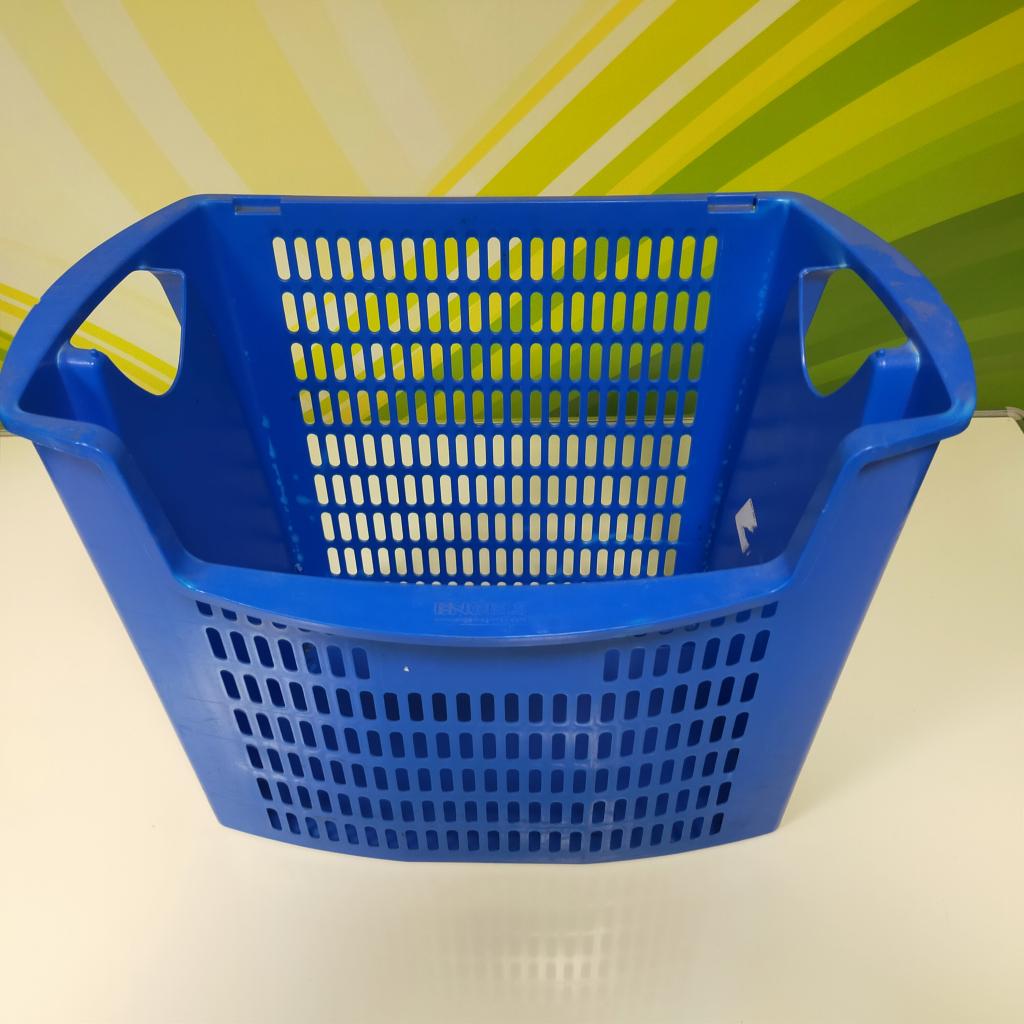 Papierbak prullenbak blauw met inworp opening, Niet ingevuld, Gebruikt, Niet ingevuld, Niet ingevuld