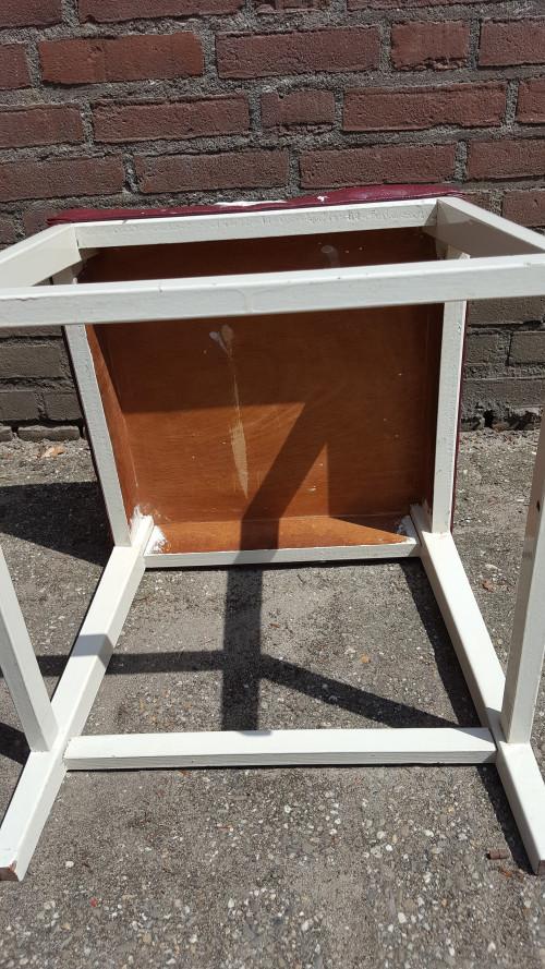 vintage Poef bekleed met gouden stof, Verzamelen, Retro, Ophalen of Verzenden