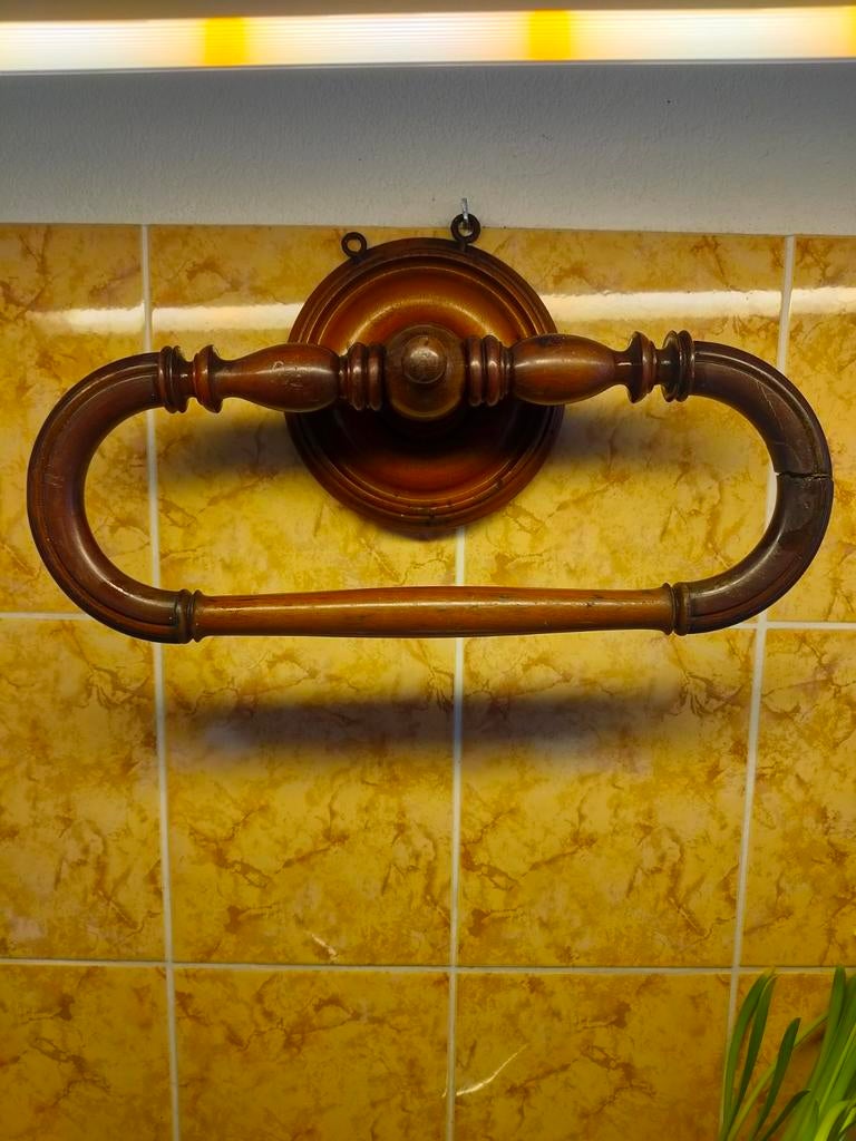 Handdoekenrek antiek, Ophalen of Verzenden, Gebruikt, Bruin, Handdoekenrek