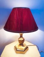 Vintage tafellamp goud messing lampvoet, rode klassiek, Ophalen of Verzenden, Gebruikt, Overige materialen, Minder dan 50 cm