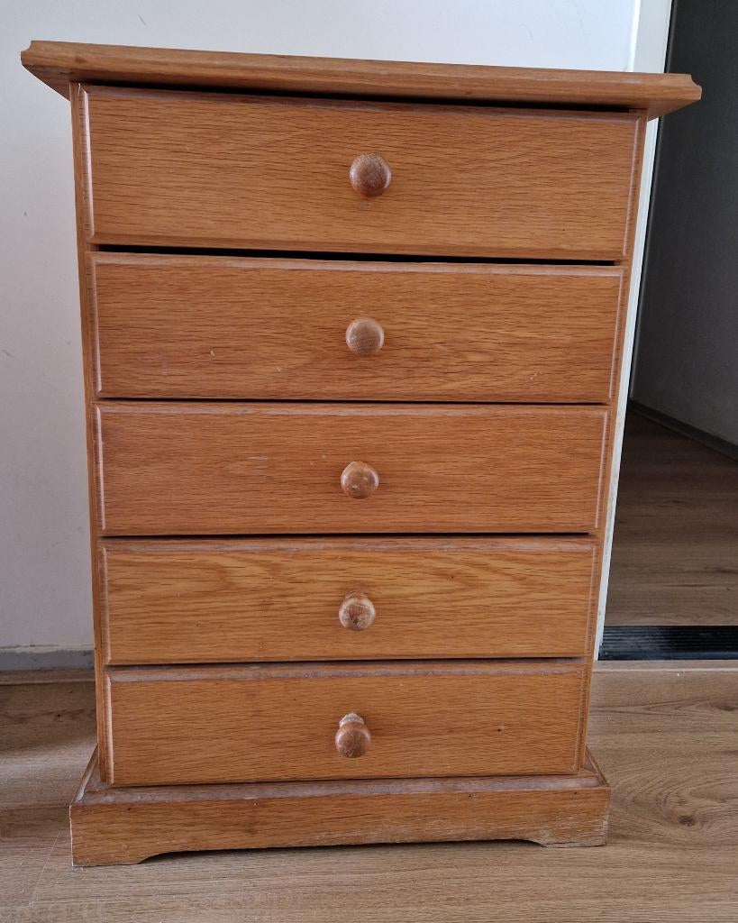 Eiken ladekast 50 x 34 x h69 cm . b, Huis en Inrichting, Ophalen, Gebruikt, 5 laden of meer, Eikenhout