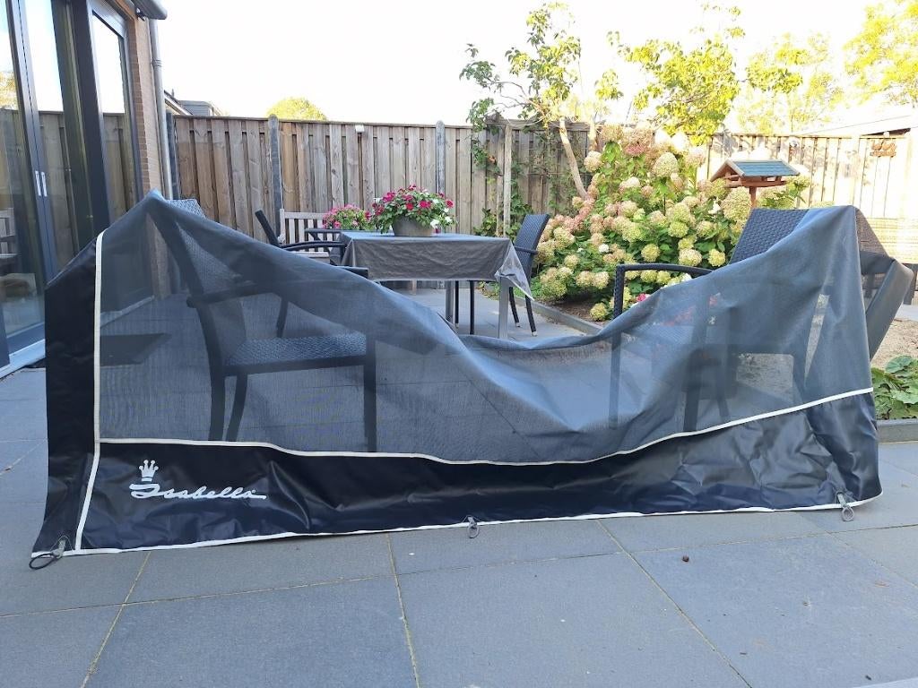 Isabella-Ventus 4delig Windscherm grijs/blauw, netstructuur, Ophalen, Zo goed als nieuw