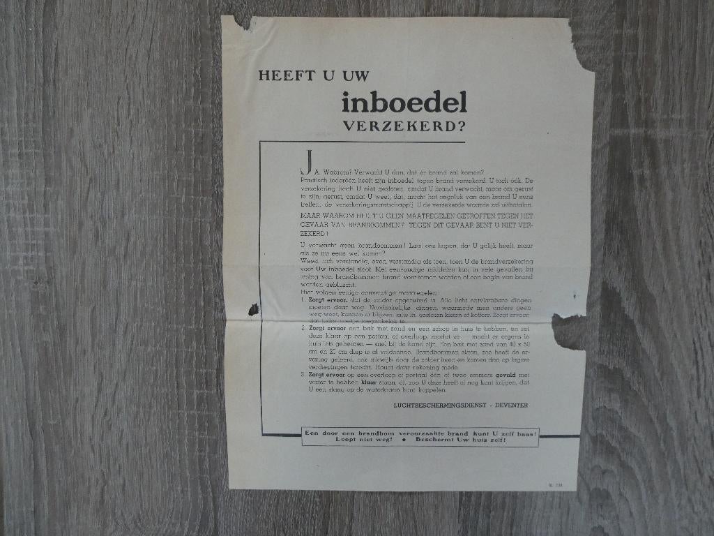 3 aanbevelingen, Luchtbeschermingsdienst Deventer, Verzamelen, Militaria | Tweede Wereldoorlog, Ophalen of Verzenden, Overige soorten