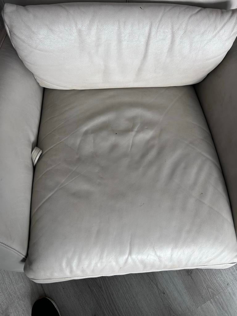 Beige fauteuil, Ophalen, Gebruikt, Leer, 75 tot 100 cm