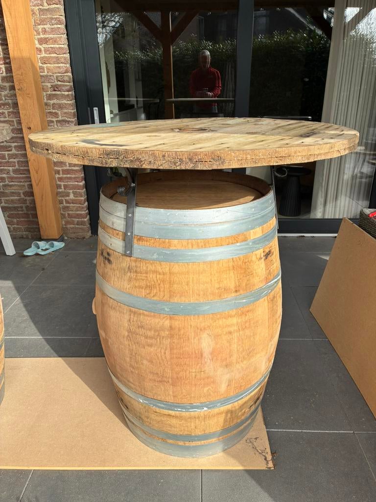 Houten wijnvaten Tafel / statafel, Huis en Inrichting, Tafels | Statafels, Ophalen of Verzenden, Gebruikt