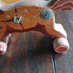 Vintage houten speelgoed vrachtwagen met paarden, Ophalen, Gebruikt