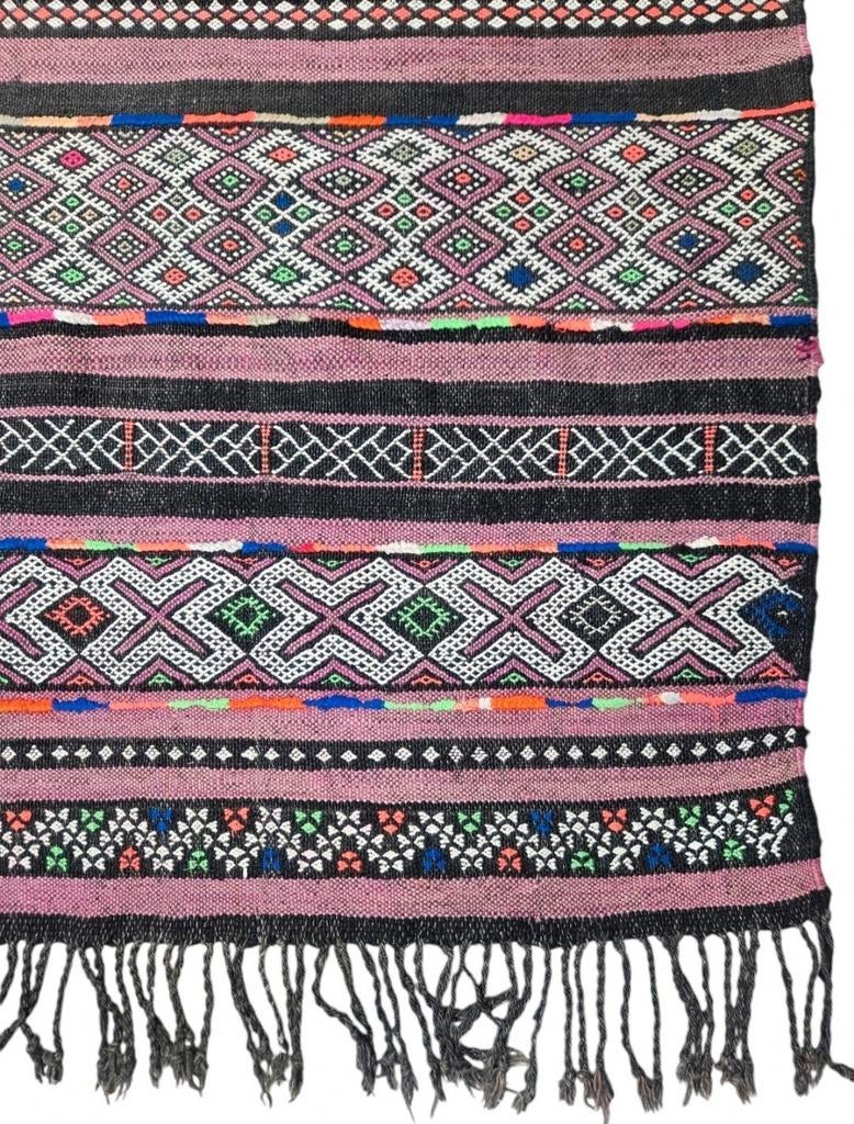 Handgeknoopte oosterse Kelim Soumak neon Marokko 143x215cm, Crème, Gebruikt, 100 tot 150 cm, Onbekend