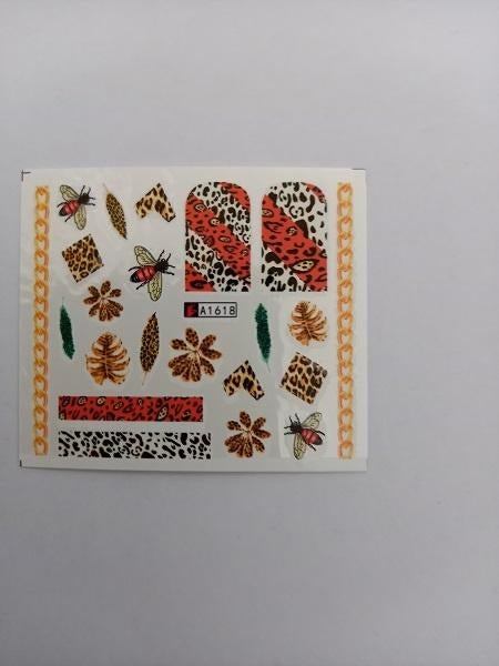 Velletje nagel water decals stickers A1618 tijgerprint bij, Verzenden, Zwart, Nieuw, Handen en Nagels