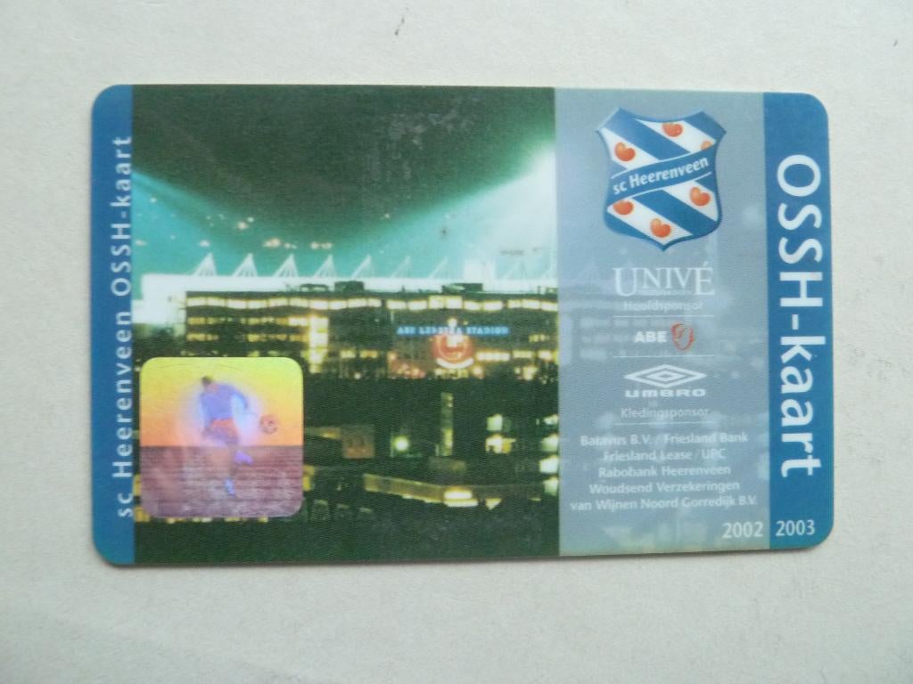OSSH - kaart Sc Heerenveen. 2002/03 Paarse achterkant, Ophalen of Verzenden, Gebruikt, Overige binnenlandse clubs, Overige typen