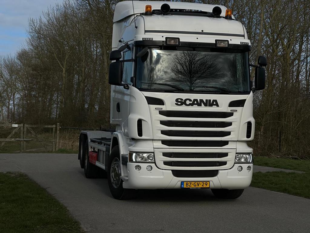 Scania container vrachtwagen, Auto's, Vrachtwagens, Automaat, Euro 5, Achterwielaandrijving, Beige