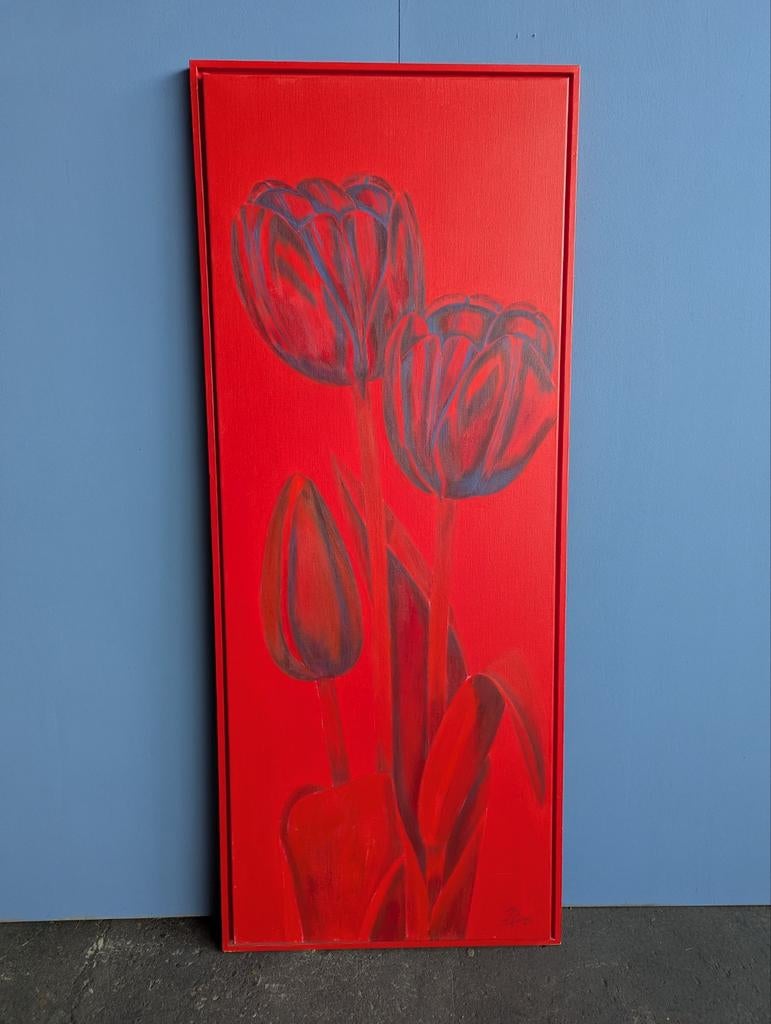 Groot Tulpen schilderij van Joop Rozendaal, Antiek en Kunst, Ophalen