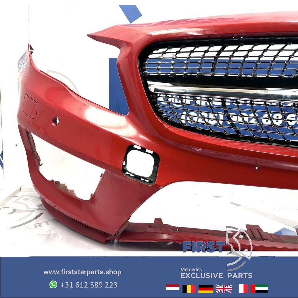 W156 BUMPER GLA AMG VOORBUMPER + DIAMOND GRIL ROOD WIT ZWART, Gebruikt, -, Voor, Ophalen of Verzenden