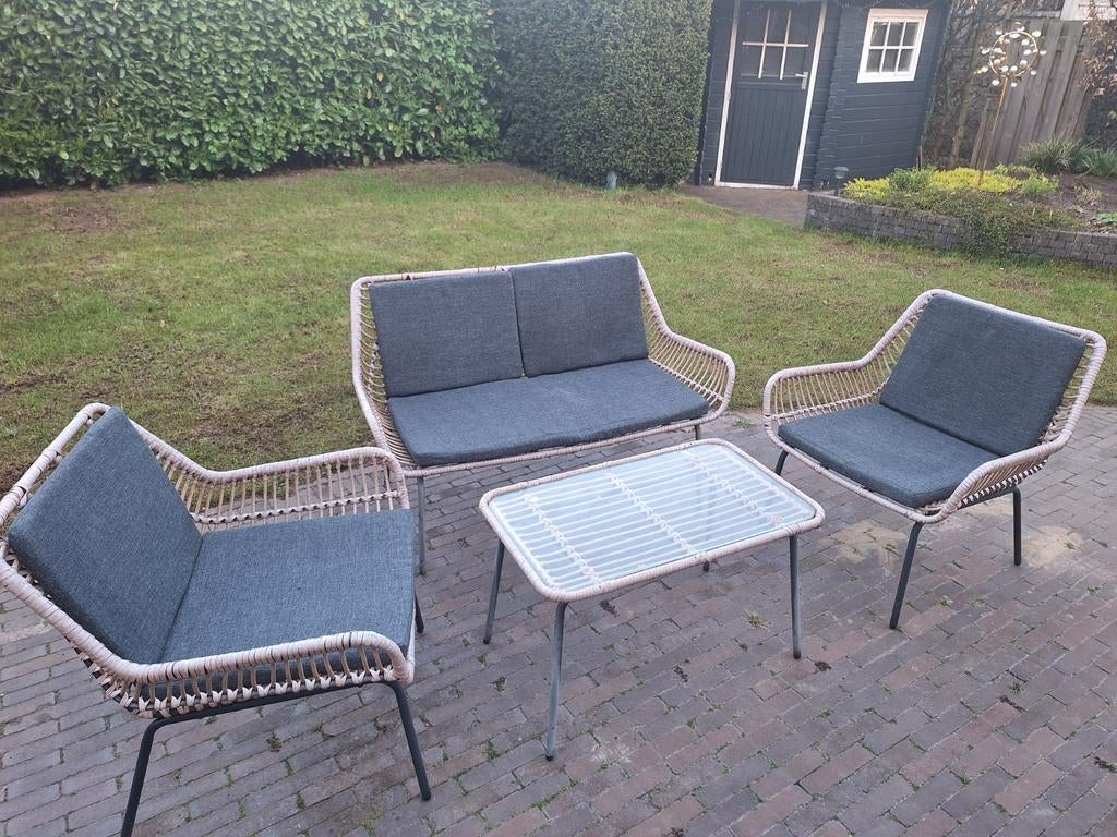 Tuinset met bank, tafel en 2 stoelen - prima staat, Tuin en Terras, Tuinsets en Loungesets, Ophalen, Gebruikt, 4 zitplaatsen, Tuinset