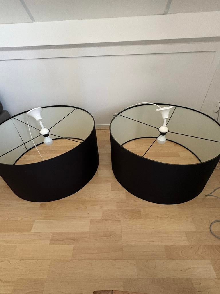 2x IKEA lampenkap zwart, 70 cm doorsnee, 35 cm hoog, Ophalen, Gebruikt, 25 tot 50 cm, Zwart
